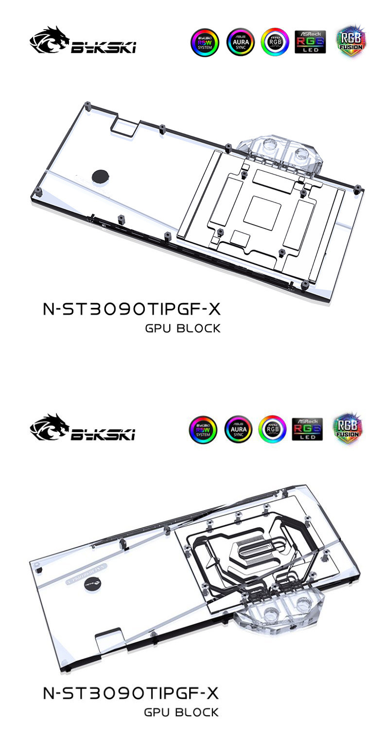 Plaque arrière de bloc de refroidissement à eau 5v rbwa-rgb