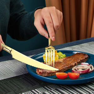 畅销黑色复古皇家银器套装金色餐具18/10不锈钢奢华餐具 - Product Image 6