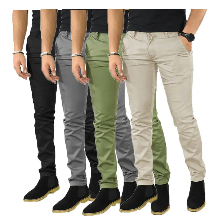 Pantaloni Multi tinta unita pantaloni dritti da uomo pantaloni Casual da lavoro pantaloni Chino personalizzati Slim Fit per uomo