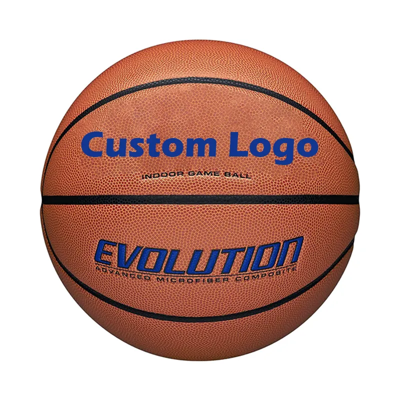 Pelota de baloncesto de alta calidad, tamaño oficial, peso, logotipo personalizado, baloncesto de cuero PU, pelotas de baloncesto de nailon de goma resistente