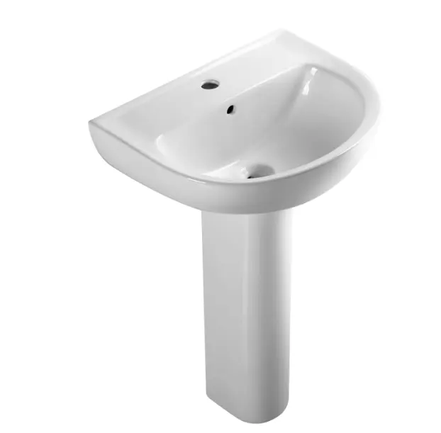 Wholesale Oval Shape Ceramic Pedestal Sink Wash Basin Modern Floor Standing Bathroom Pedestal Sink