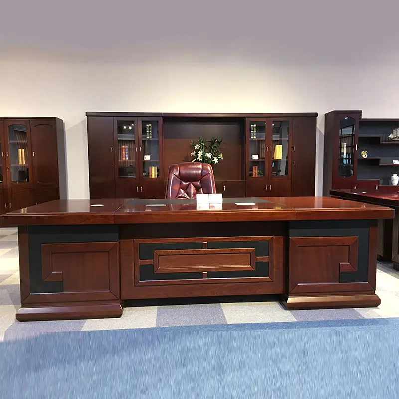 עץ פורניר L בצורת משרד שולחן מנהלים מנכ"ל משרד שולחן של הטוב ביותר משרד ריהוט יצרנים