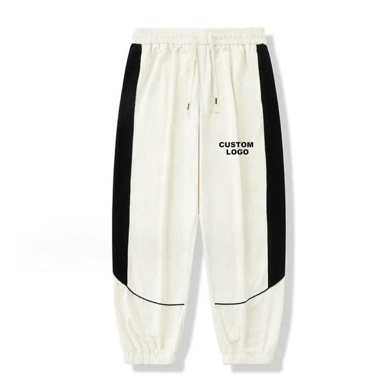 Pantaloni sportivi Unisex a 4 tasche con Logo personalizzato da uomo pantaloni alla moda in cotone nero Hip Hop Vintage in velluto a coste