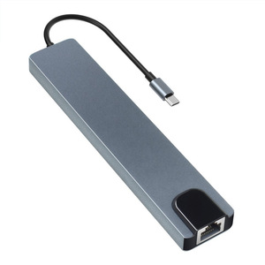 8 in 1 çok fonksiyonlu tip-c HDMI dönüştürücü ağ kartı genişletici yerleştirme istasyonu ile alüminyum alaşım USB Hub - Product Image 4