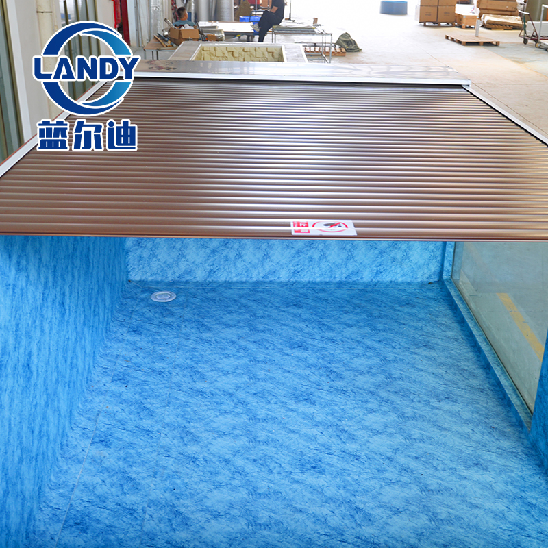 Cubierta de Piscina de Aluminio Marrón con Riel