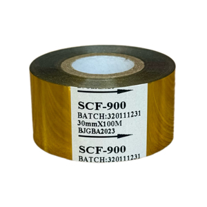 ริบบิ้นฟอยล์เข้ารหัสความร้อนที่มีความคมชัดสูง FC2ทองริบบิ้นถ่ายโอนความร้อนแบบกำหนดเองสำหรับชุดอุปกรณ์ IOT และการทำเครื่องหมายวันที่ผลิต - Product Image 4