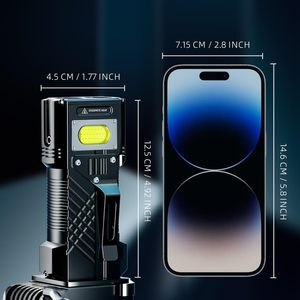 WARSUN süper parlak 3000 lümen robotik el feneri yüksek lümen şarj edilebilir kamp için kırmızı ışık ile Led el feneri 7 modları - Product Image 4