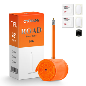 Cyclami ยางทีพียูสำหรับปั่นจักรยานเสือหมอบ30ก. ยาง700Cx18C 23C 25C 28C 32C จักรยานยางฝรั่งเศสขนาด45/65/85มม. ยาง pneu แบบวาล์วฝรั่งเศส - Product Image 2