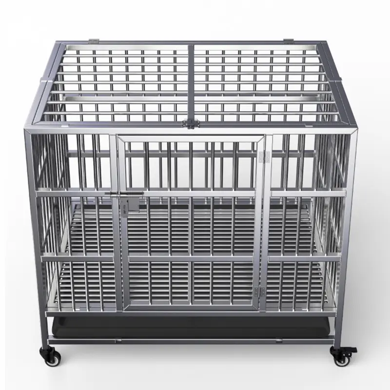 Factory wholesale custom thickened stainless steel foldable large dog cage puppy kennel