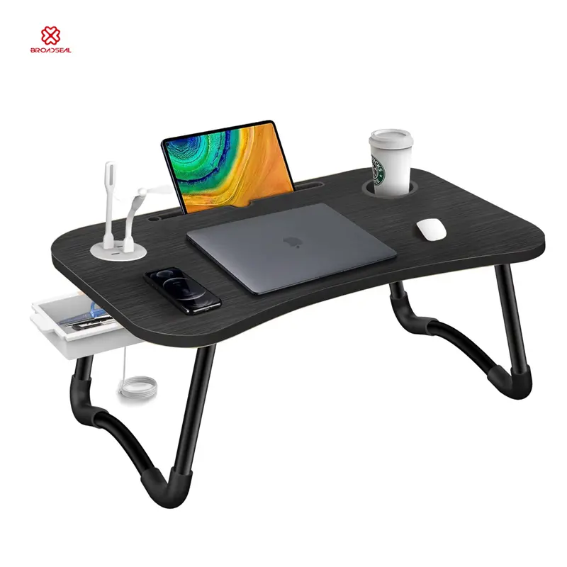 Draagbare Opvouwbare Laptop Lade Tafel Multifunctionele Laptop Bed Bureau Met Usb Laadpoort Bekerhouder Voor Bed