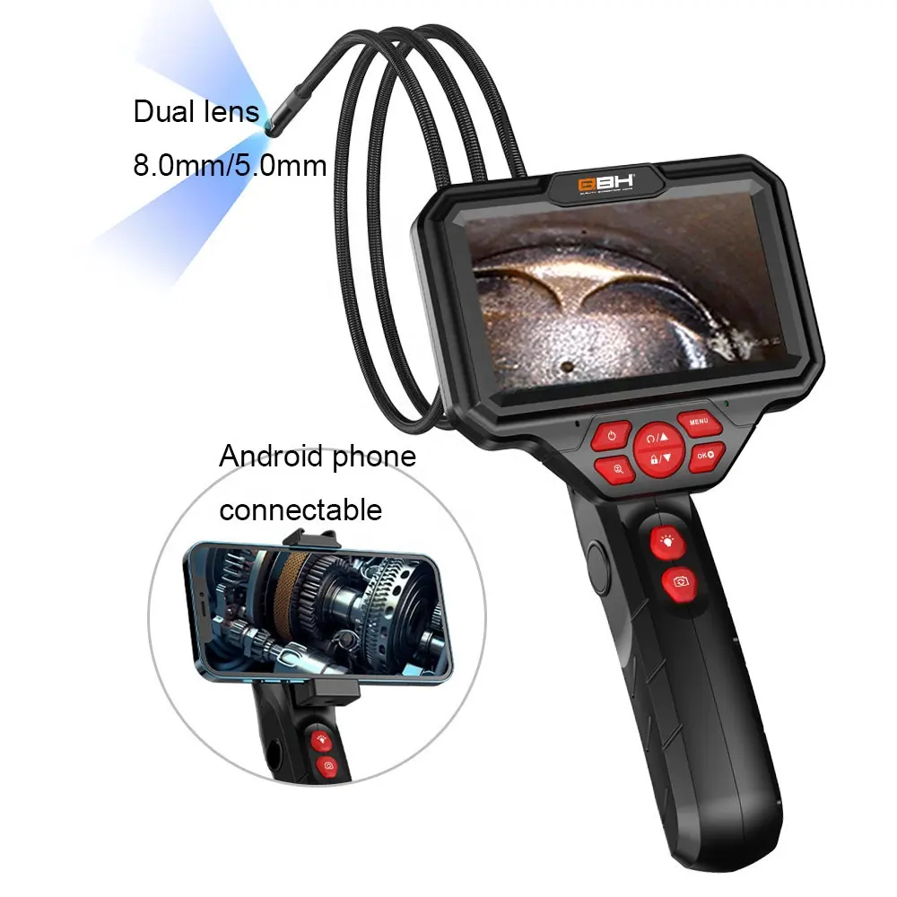 Qbh 5.0 ''Lcd-Scherm Hd Digitale Handheld Borescope Ip67 Waterdichte Slang Camera Riool Inspectie Camera Met 8 Led Verlichting