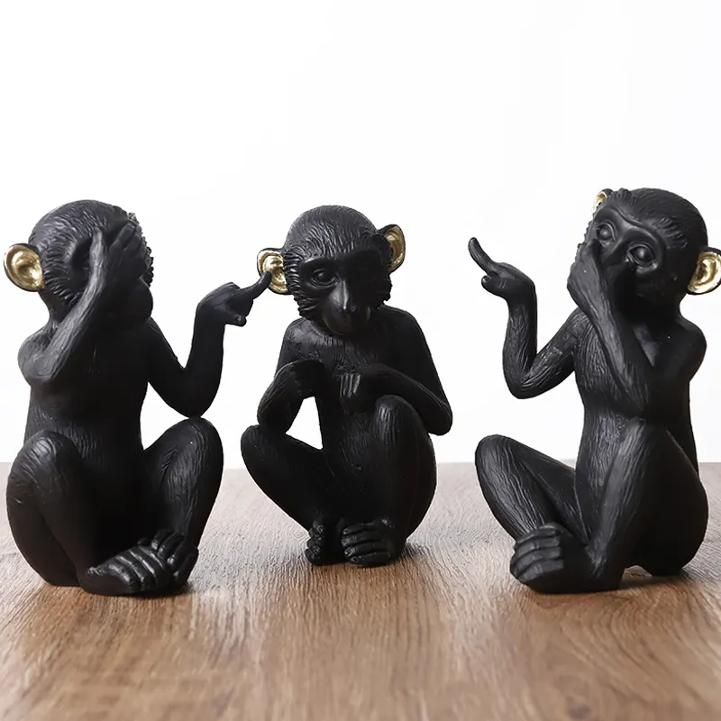 Estatueta de macaco redco, ornamentos cinza fosco para artesanato com resina para presentes e decorações
