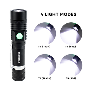 T6 Super brilho alto Lumens Focando Tático alumínio liga recarregável Led tocha lanterna