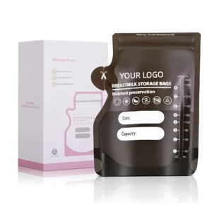 कस्टम लोगो 8oz/250 मिलीलीटर आसान स्तन दूध भंडारण बैग, भोजन ग्रेड फ्रीजर सुरक्षित स्तन दूध के लिए खाद्य ग्रेड फ्रीजर सुरक्षित स्तन दूध पाउच - Product Image 1