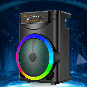 Altavoz Bluetooth recargable portátil con iluminación LED RGB Micrófono de diente azul para Karaoke para uso en computadora