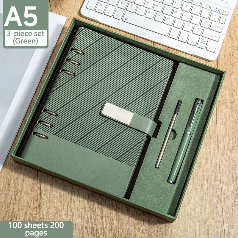 SET-08--Matcha Green notebook + signature pen + pen refill