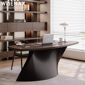 WISEMAX мебель, итальянский минималистский дизайн, мебель для Кабинета, деревянный компьютерный стол, роскошный изогнутый стол для квартиры - Product Image 1