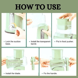 Multifunctional Rotary <strong>Swift</strong> Chopper Round Cheese Grater Vegetable Slicer Shredder with 5 Blades for Home Use - Product Image 6