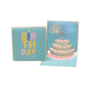 3D lập thể sinh nhật thiệp chúc mừng thẻ giấy Pop Up blowable nến bánh pháo hoa đèn âm nhạc thiệp chúc mừng - Product Image 1