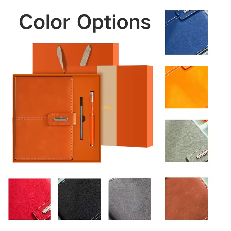 Bolígrafo naranja + taza + caja regalo y bolsa regalo