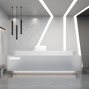 Modern Wooden White Standing Stainless Steel Clinic Reception Desk Gym Reception Desk - Product Image 3