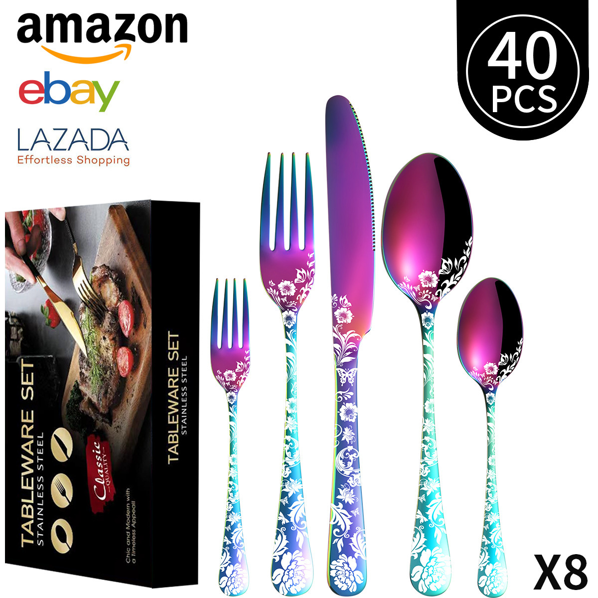 Patrón de color de 40 piezas SET/sirve 8 personas