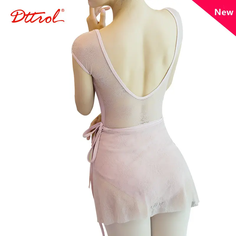 Dttrol-ropa de baile para mujer, leotardo rosa con falda para entrenamiento de baile interior