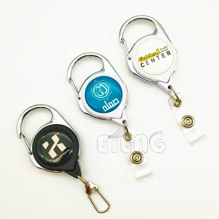 Logotipo personalizado popular Trabalho ID Card Pull Reel PVC Titular com Chaveiro Retrativo Yoyo Badge Reel