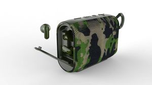 5Wファブリックミニワイヤレススピーカー、TWSイヤホンステレオサウンド2 in1カモフラージュミニブルートゥーススピーカーイヤフォン