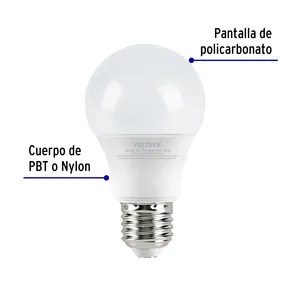Volteck Box of 12 A19 <strong>6W</strong> <strong>LED</strong> Daylight Bulbs 120V AC for Residential Lighting <strong>B22</strong>/E26/E27 Base with RoHS &amp; EMC Certification - Product Image 2
