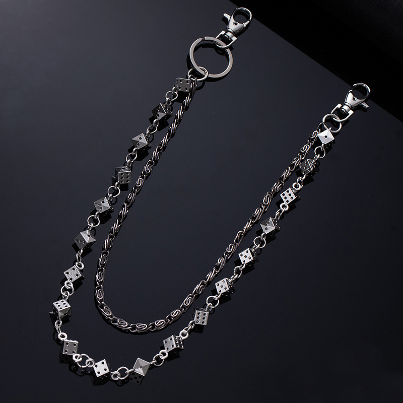 X527 double dice waist chain silver