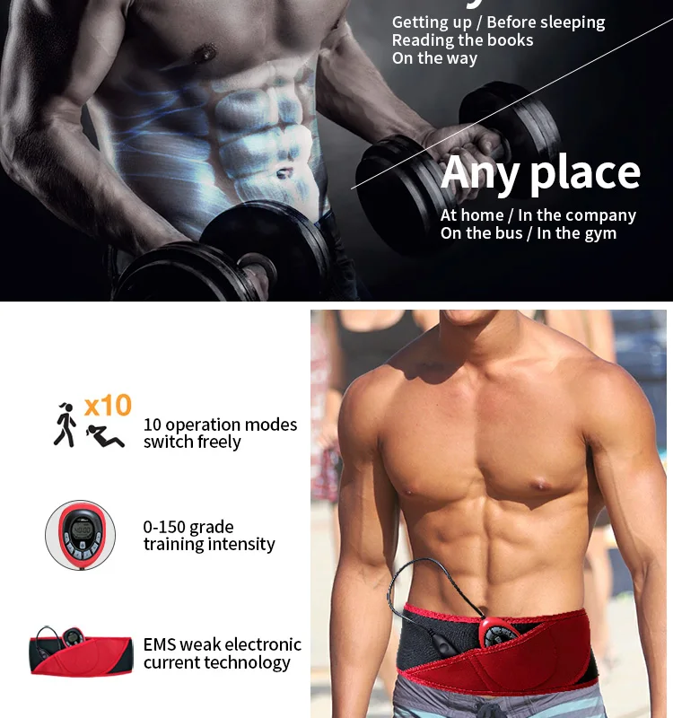 Trends Massager Ab Toning for Slender Toned Stomach Muscle Ab-ironic-2-belt Abs Flex Belt Men Women Unisex