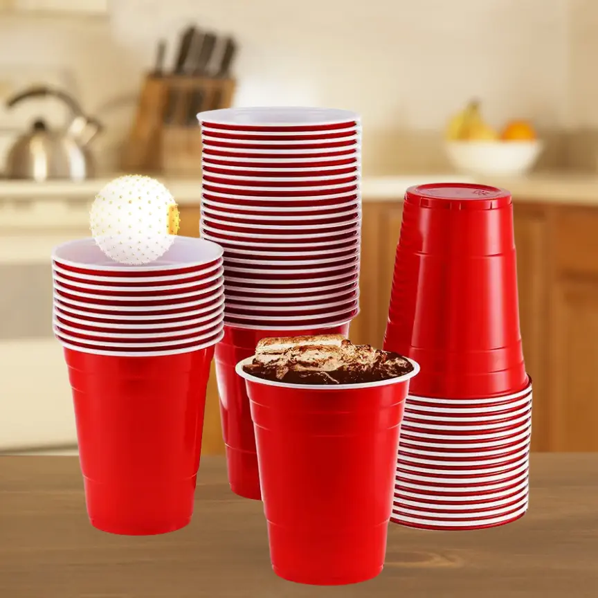 Kailiou Customized Branded Logo Reusable 16 Oz Plastic Disposable Pp Cups Custom Beerpong Set Beer Pong Party Cups Red Cup