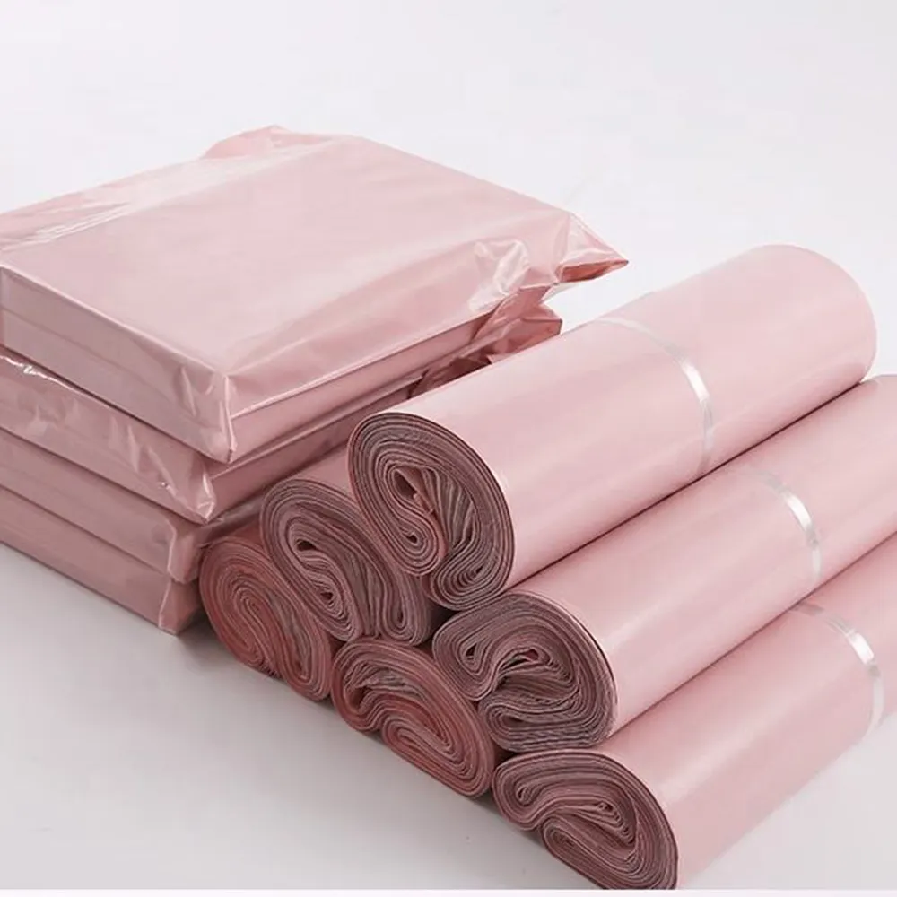 Упаковка на заказ, печать логотипа, доставка, почтовые полиэтиленовые пакеты розового цвета