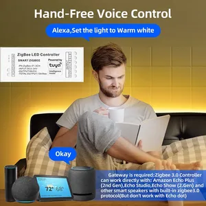 Zigbee Tuya светодиодный контроллер RGB RGBW CCT светодиодный контроллер с поддержкой Alexa Google, голосовое управление, светодиодный диммер - Product Image 4