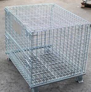 Contenedor de malla de alambre de almacenamiento de metal Jaula de palé de malla de alambre plegable de acero galvanizado apilable - Product Image 5