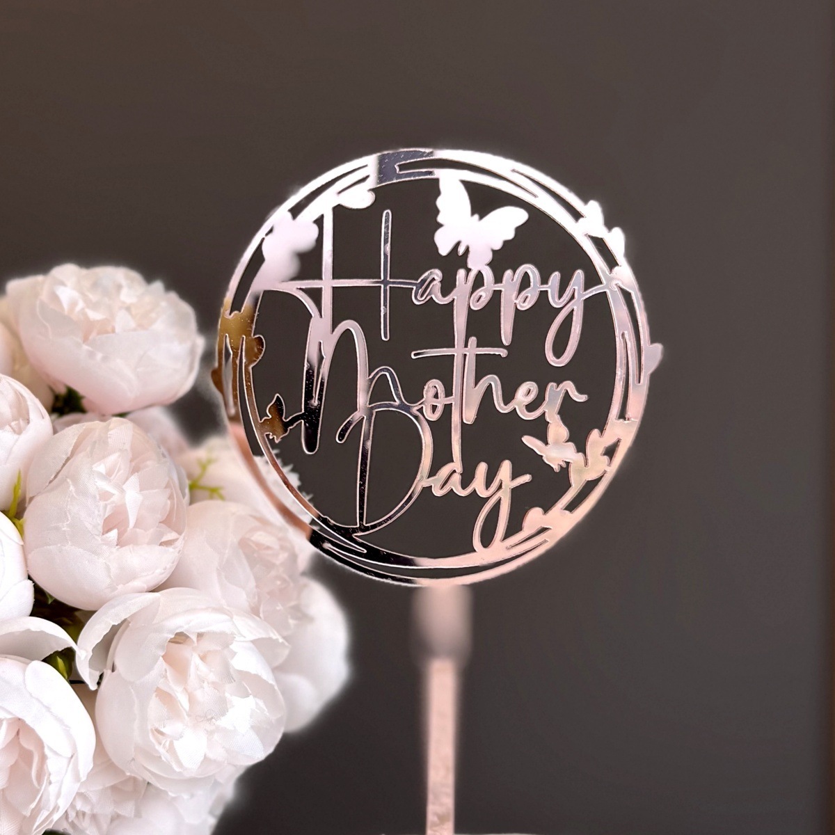 Little butterfly happy mothers day rose gold