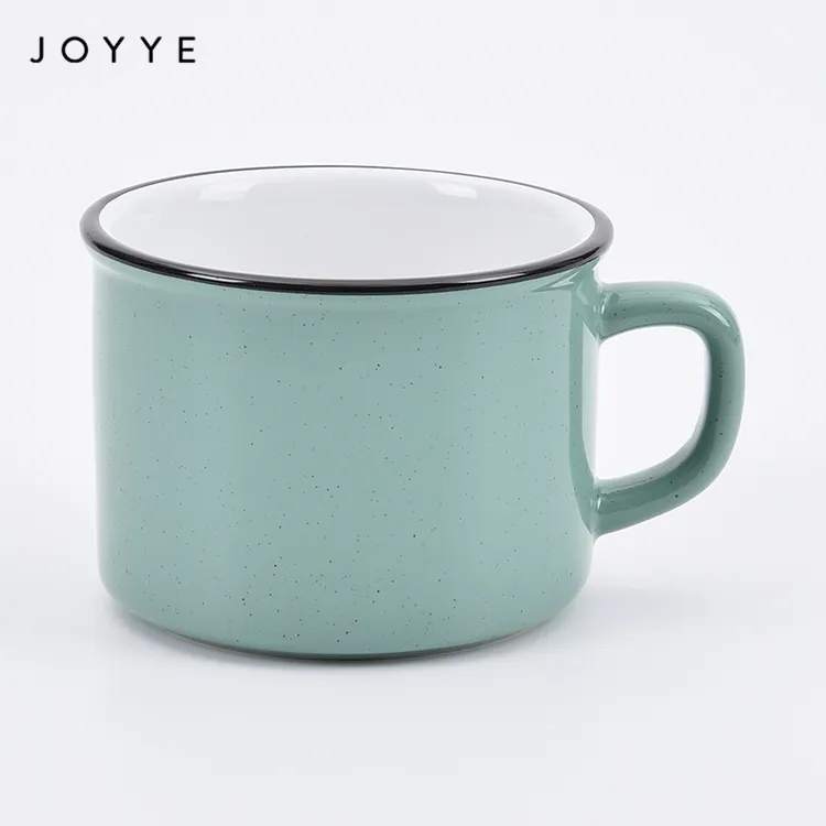 Joyye 2021 Shiny Glaze Chinese Tea Cup Set Hand Crafted Ceramic Coffee Cup Milk Tea Mug Green