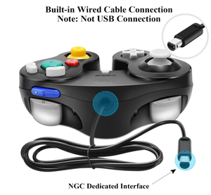 Gamecube Controller,สาย NGC ตัวควบคุม Classic Gamepad จอยสติ๊กสำหรับ Nintendo และ Wii เกมคอนโซลระยะไกลสีดำ - Product Image 3