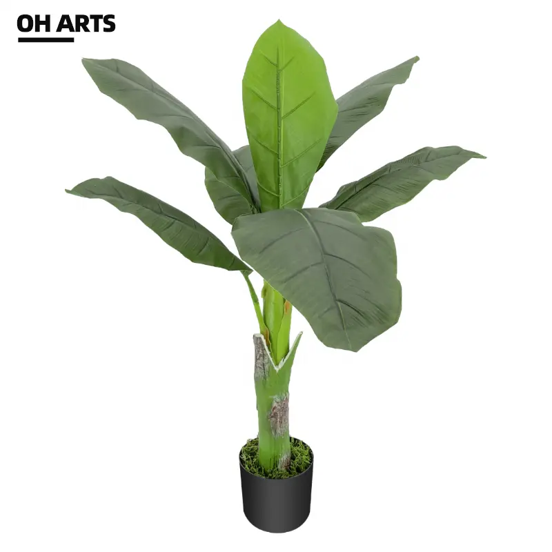 Oh artes venta al por mayor gran hoja de plátano artificial árbol bonsái Planta artificial para decoración de interiores