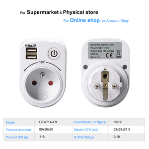 Adaptador de viaje universal hecho a medida con enchufe USB con toma de tierra estándar residencial - Product Image 2