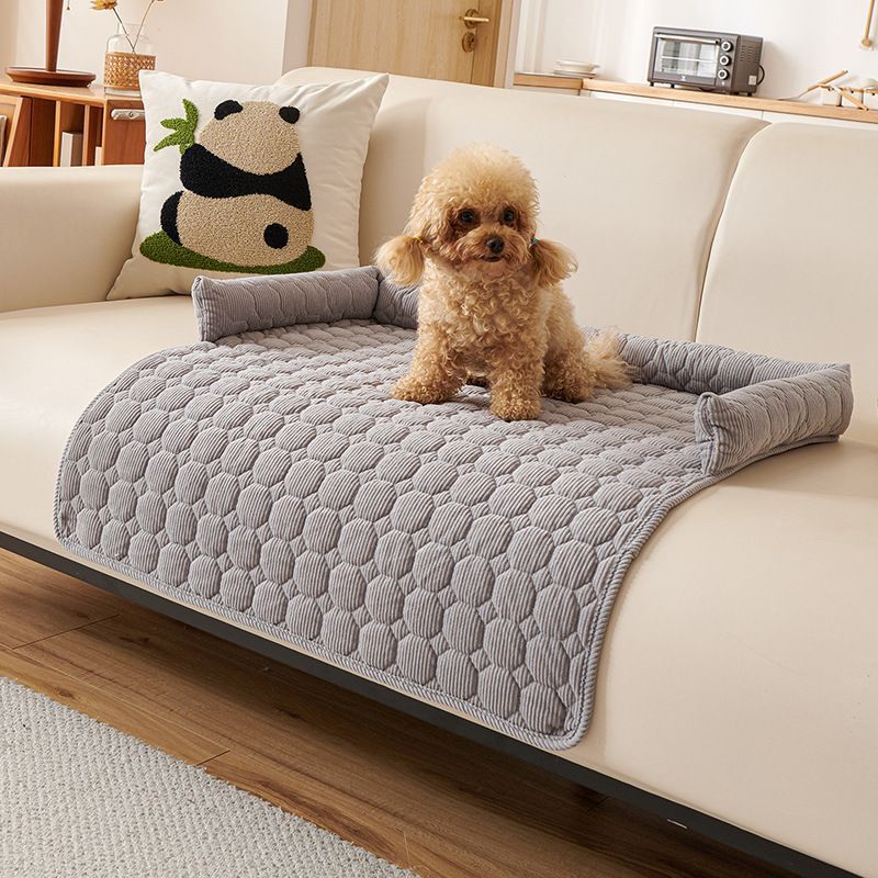 Corduroy Round Pet Pad - Light Gray
