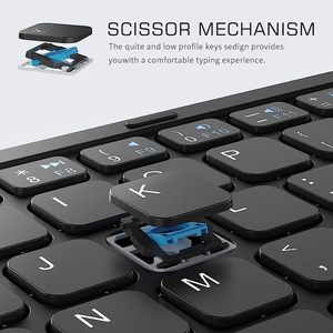 Slim Portable Travel Pocket-Sized Wireless <strong>Keyboard</strong> Foldable <strong>Bluetooth</strong> <strong>Keyboard</strong> <strong>with</strong> Large Touchpad <strong>Numeric</strong> <strong>Keypad</strong>
