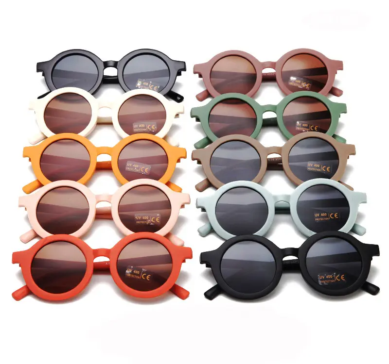 نظارات دائرية صديقة للبيئة زهيدة الثمن 2024 نظارات شمسية للأطفال بألوان نابضة بالحياة للأطفال