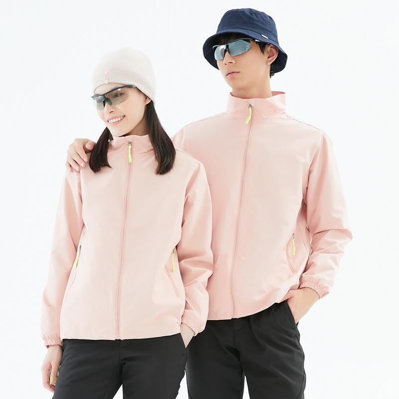 stand collar-thin style leather pink