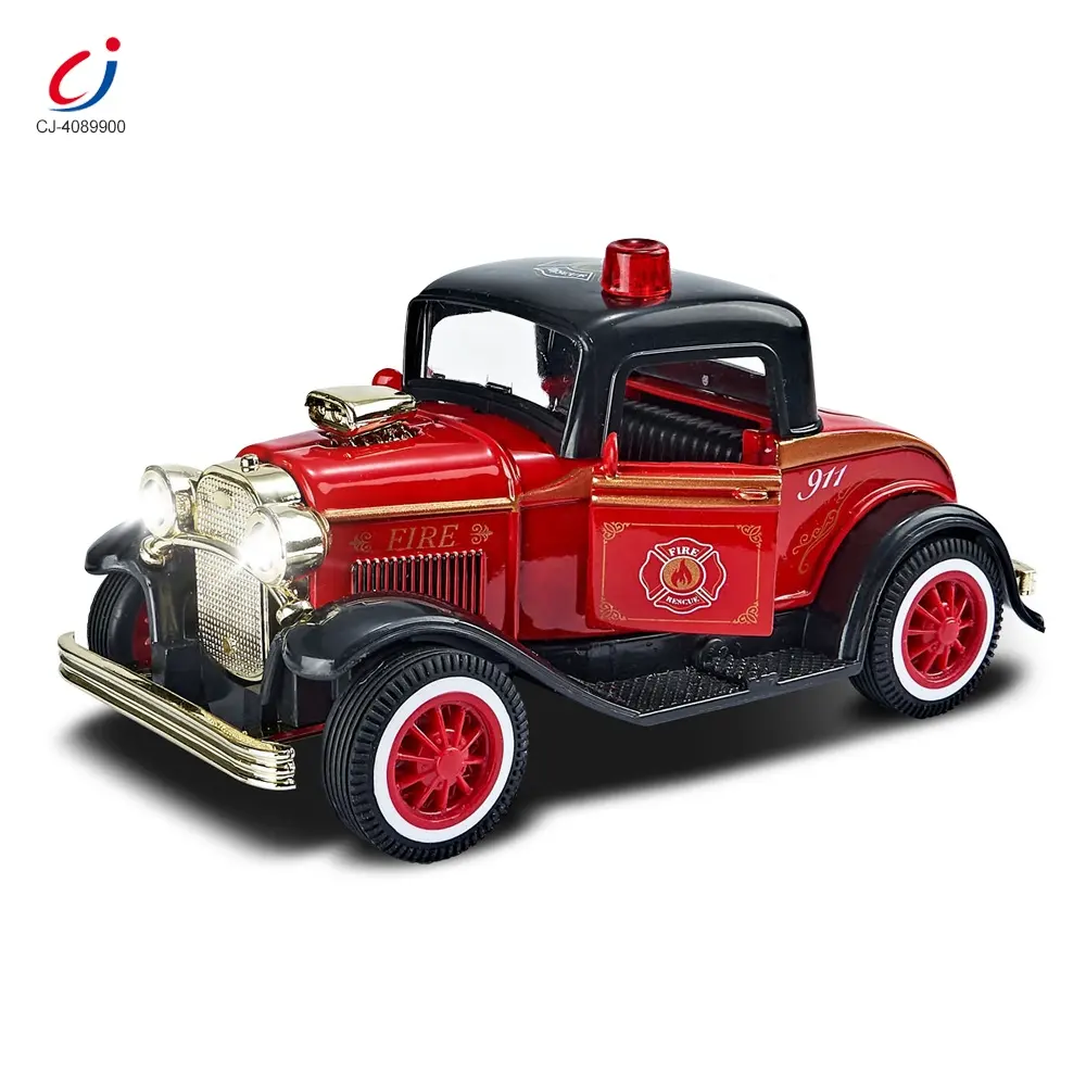 Chengji 1:36 modèle de voiture en alliage moulé sous pression porte ouverte échelle en métal camion de pompiers voiture classique jouets modèle de voiture vintage avec musique légère