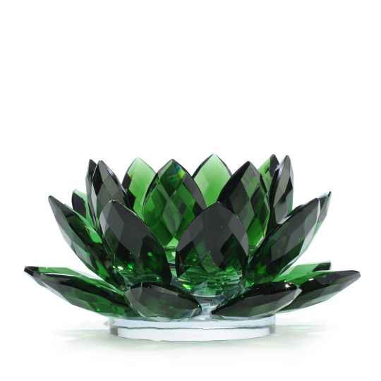 Glass Lotus Flower Crystal Candle Holder MH-1893
