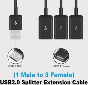USB2.0 erkek 3 USB A dişi Splitter kablo desteği dizüstü bilgisayar için veri aktarımı, USB klavye, Flash sürücü (1 in 3 Out) - Product Image 4