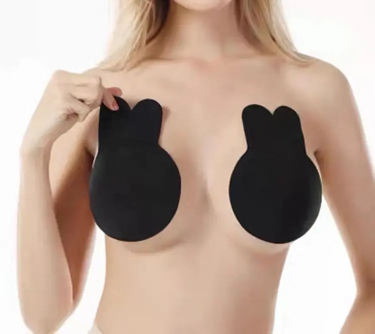 Populer Silikon Perekat Kelinci Terlihat Pengangkat Payudara Push Up Silikon Bra Pasties Puting Penutup untuk Gadis Seksi