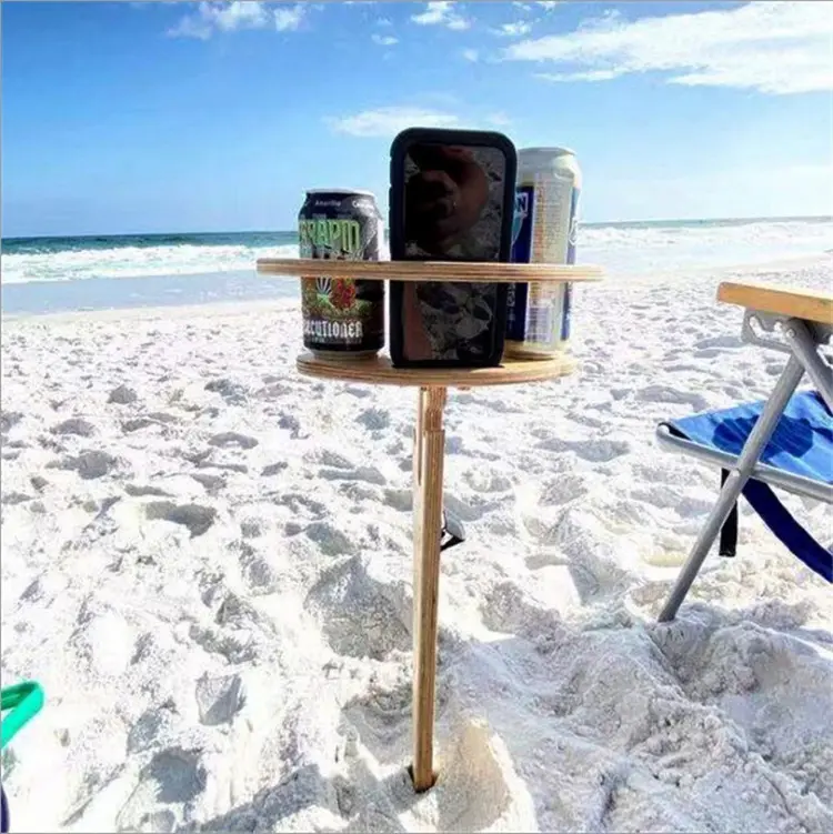 Porte-verre à vin pliable en bois, support en bois, pour Camping, table de pique-nique, gobelet de plage, portable en plein air